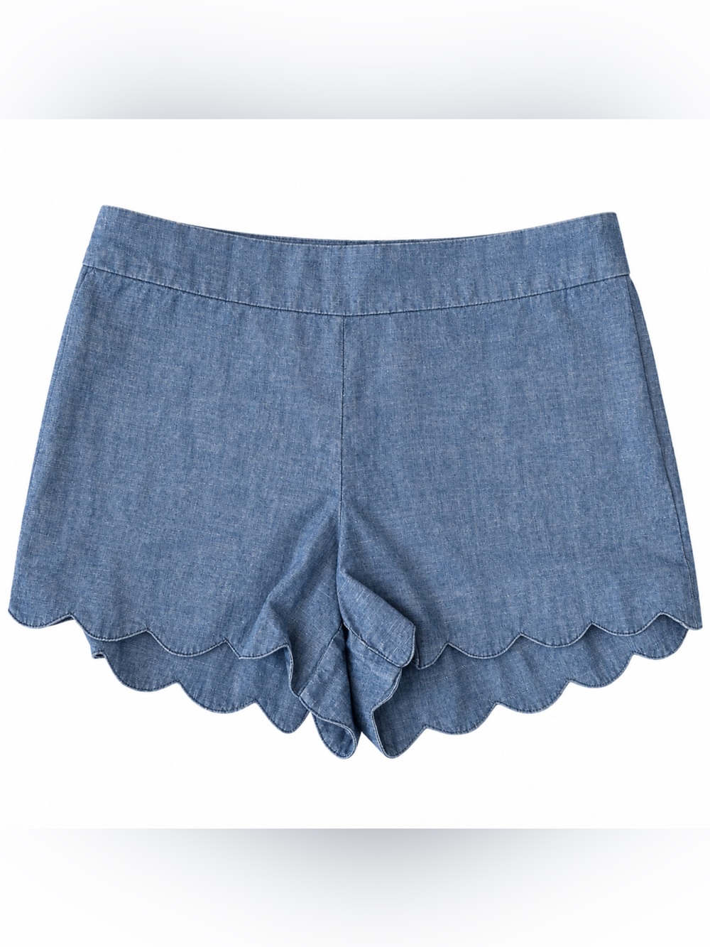 LOFT Riviera Scalloped Chambray Shorts Blue Size 8